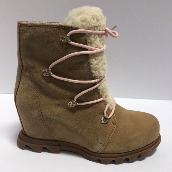 Sorel Women’s Joan Of Arctic Wedge III Lace Cozy Boots Tan, Size 9M - Picture 1 of 7